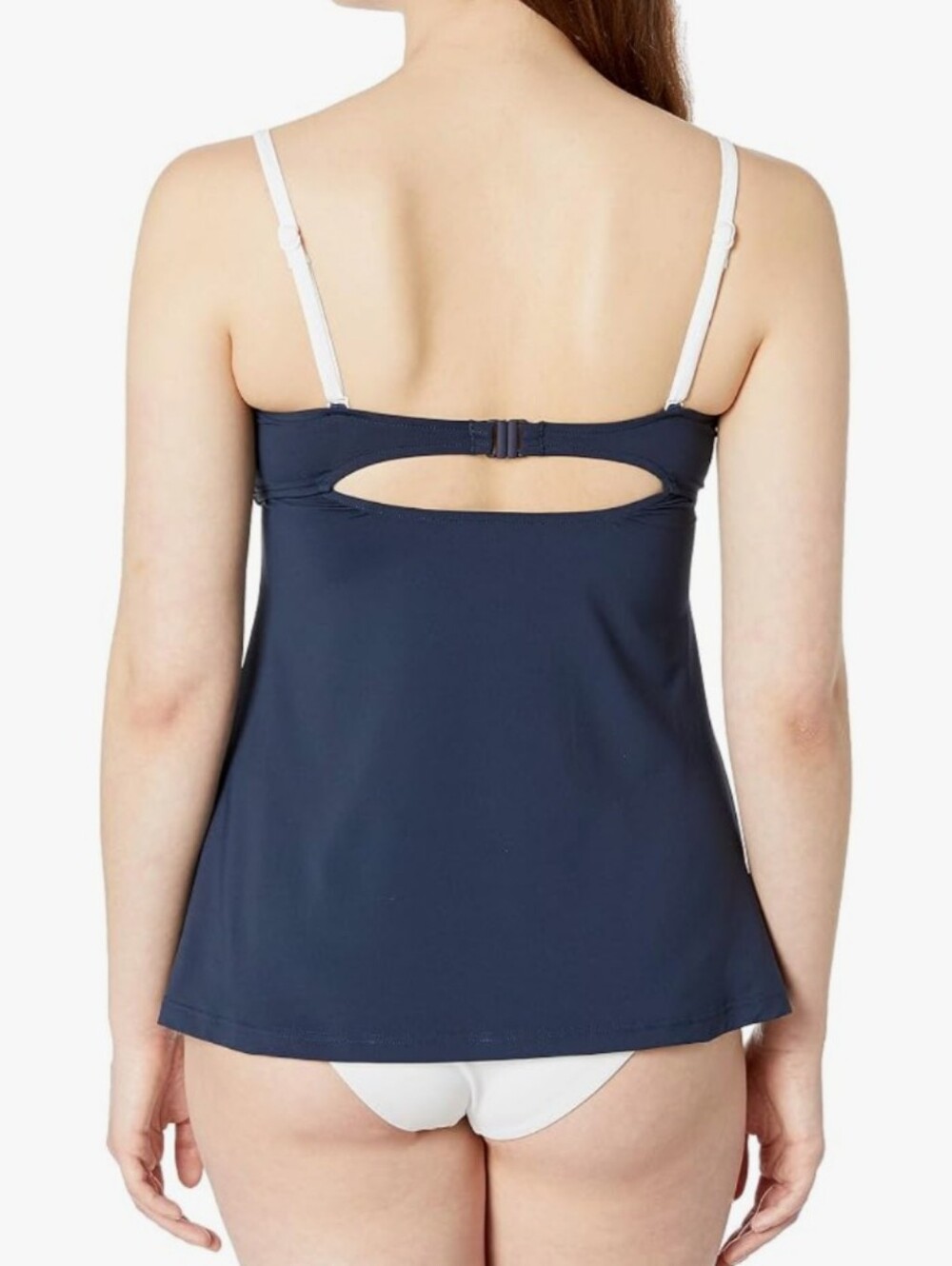 Seafolly Navy Blue Retro Tankini Swim Top with White Trim - Picture 2 of 12